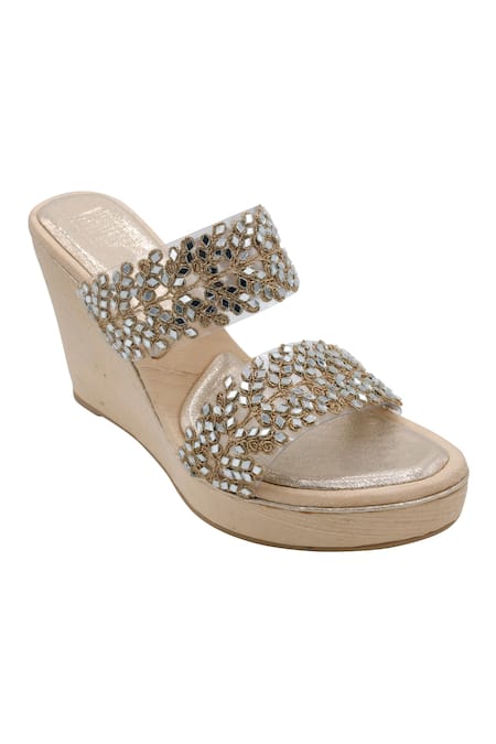 Veruschka By Payal Kothari Toha Mirror Embroidered Wedges 