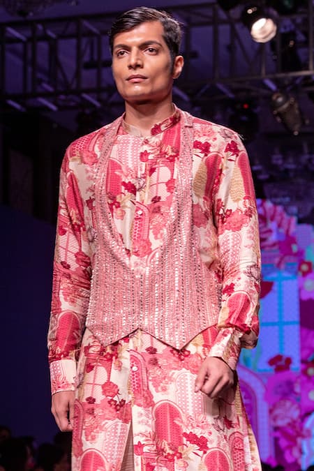 Krisha Sunny Ramani Hand Embroidered Waistcoat With Kurta Set 