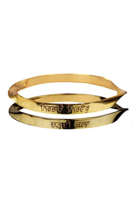 Gold Plated Intricately Engraved Gold Bangles With Red Crystals – AMRUT