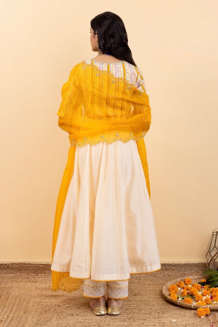 Pita Nila Kira Chanderi Anarkali Set 