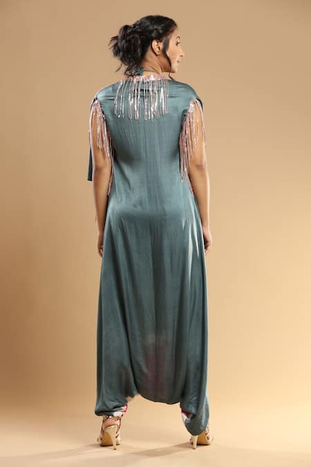 Etasha By Asha Jain Embellished Bandhani Pattern Jumpsuit 