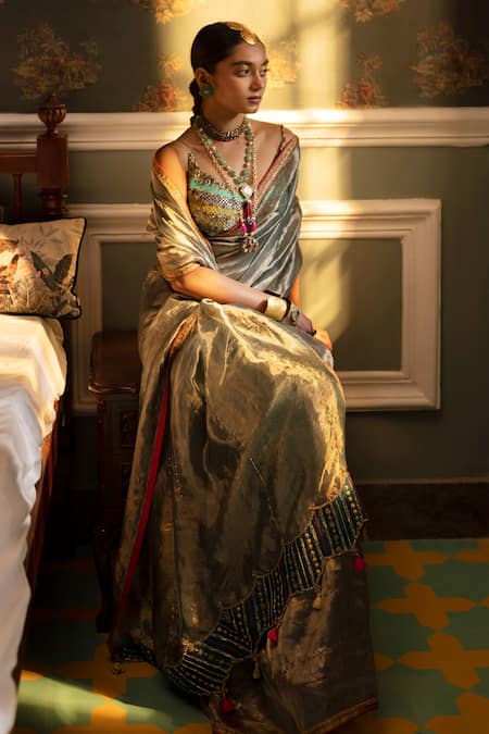 Rajiramniq Fariba Dhoop Chaon Saree With Unstitched Blouse Piece 