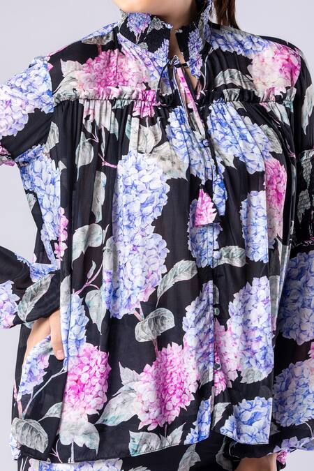 Tangerine Tiger Floral Print High Neck Top 