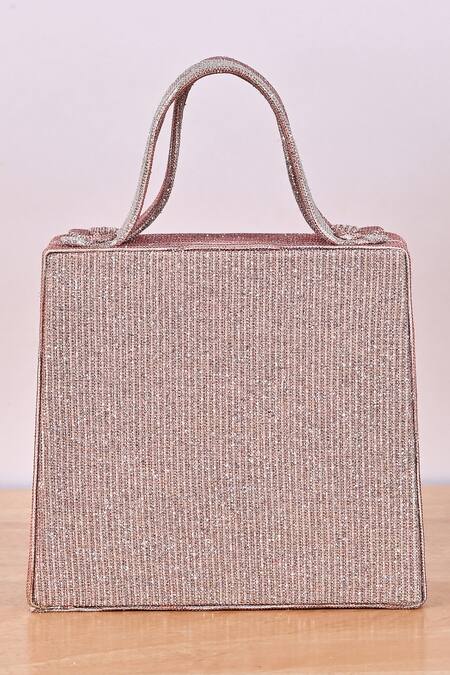 Shop_Soniya G_Pink Embroidery Rectangle Shaped Clutch_at_Aza_Fashions