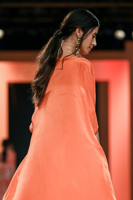 Shop_Arpita Mehta_Orange Tulip Skirt Set With Cape _at_Aza_Fashions