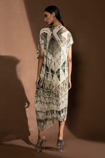 Abhishek Sharma Geometric Print Draped Dress 