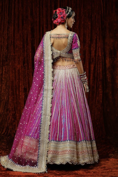 Shikhar Sharma Orchid Gota Embroidered Shimmer Bridal Lehenga Set