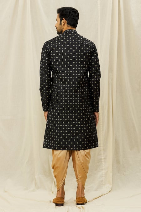 Shop Arihant Rai Sinha Black Handloom Cotton Digital Print Straight Kurta at Aza Fashions Shop_Arihant Rai Sinha_Black Handloom Cotton Digital Print Straight Kurta _at_Aza_Fashions