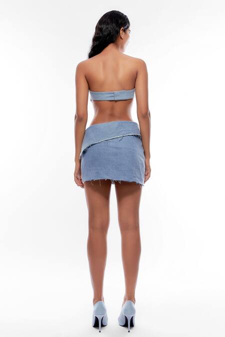 Deme By Gabriella Denim Blazer & Short Skirt Set 