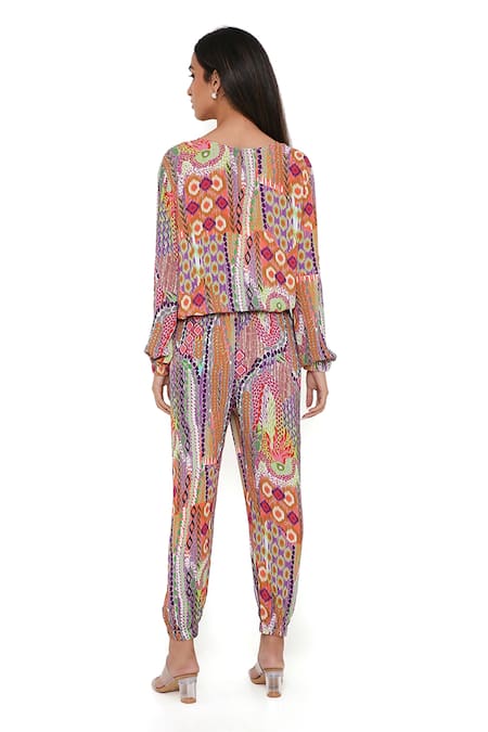 PS Pret By Payal Singhal African Print Top & Joggers Set