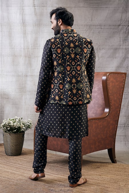 Soup By Sougat Paul Geometric Print Bundi & Kurta Set