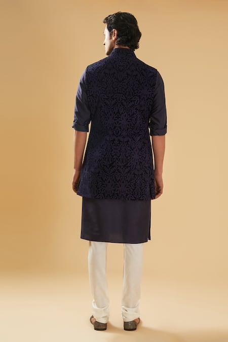 Raghavendra Rathore Blue Mandala Jaal Embroidered Jacket 