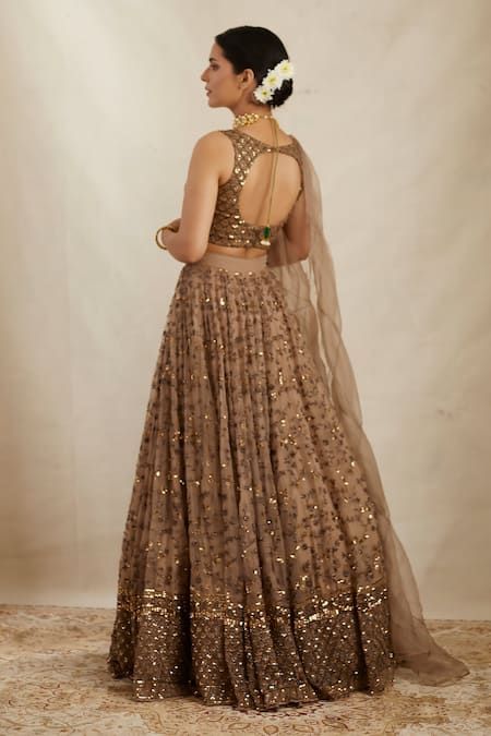 Astha Narang Organza Floral Embroidered Bridal Lehenga Set 