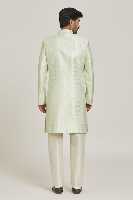Arihant Rai Sinha Geometric Pattern Overlap Sherwani Set 