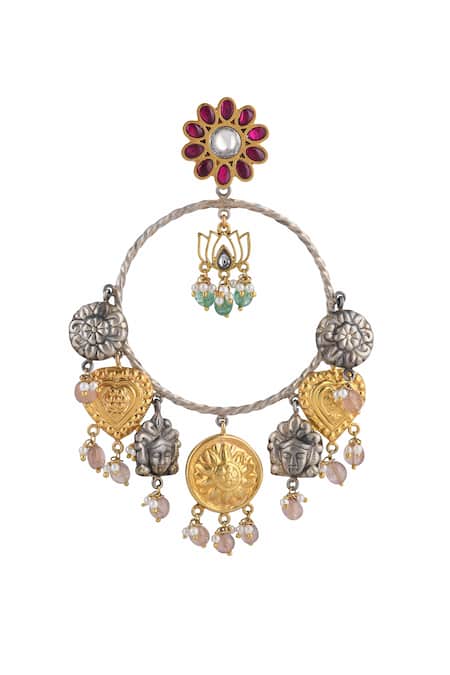 Ajooni Jewels Handcrafted Lotus Hoop Earrings 