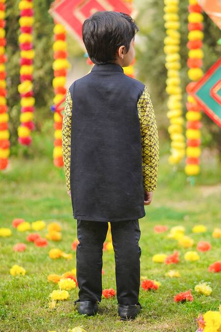 The Blue Morphology Cotton Silk Printed Panel Kurta With Pant 