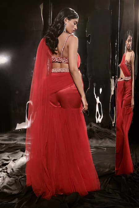 Masumi Mewawalla Pre-Draped Sharara Pant Saree & Blouse Set 