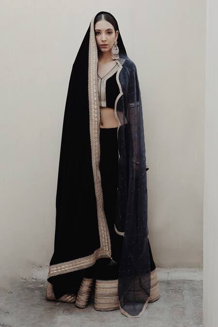 Shop Shrutkirti Blue Silk, Velvet, Organza Sequins, Embroidery Zoya Embellished Lehenga Set at Aza Fashions Shop_Shrutkirti_Blue Silk, Velvet, Organza Sequins, Embroidery Zoya Embellished Lehenga Set_at_Aza_Fashions