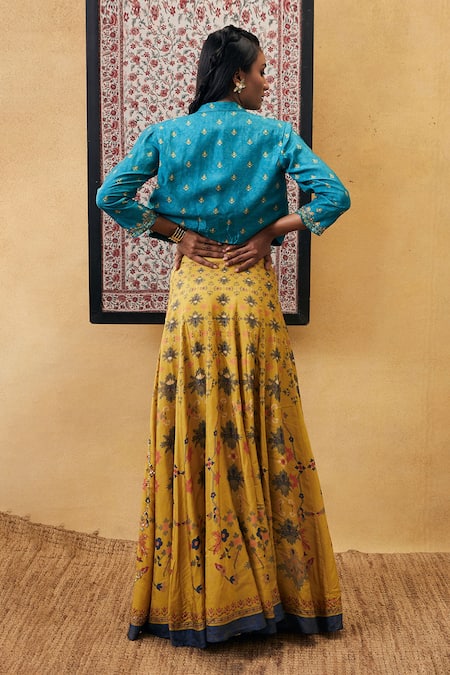 Soup By Sougat Paul Zahra Printed Jacket Lehenga Set 