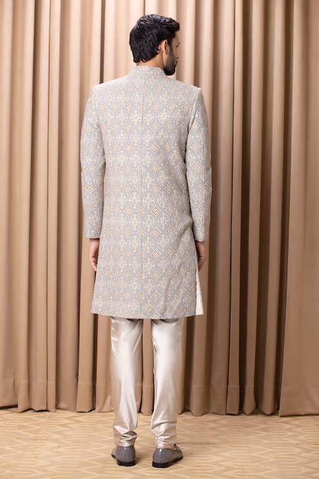 Ankit V Kapoor Shah Embroidered Sherwani Set With Stole 