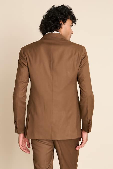 Shop_Gargee Designers_Brown Polyester, Viscose Double Breasted Blazer Set _at_Aza_Fashions