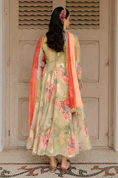 Amrin Khan Floral Print Anarkali Set 