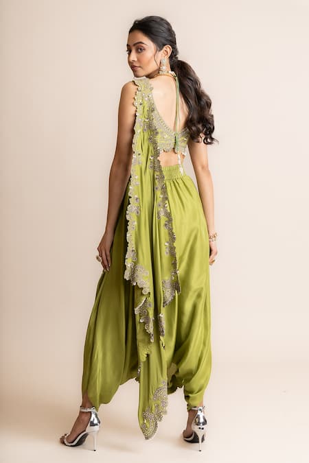 Nupur Kanoi Pre-Draped Dhoti Saree With Hand Embroidered Blouse 