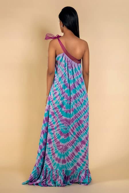 Ranng Label Tie Dye One Shoulder Dress 