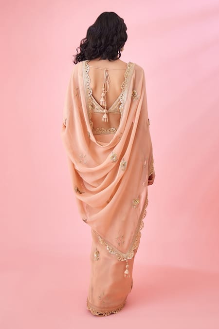 Shyam Narayan Prasad Floral Zardozi Embroidered Saree Set 