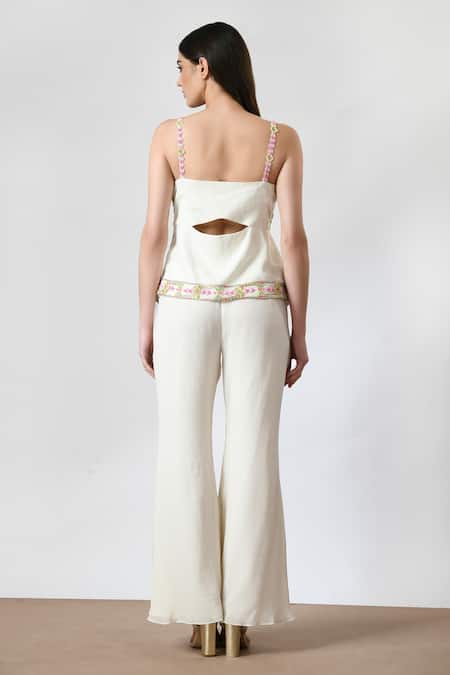 Salt And Spring Embellished Bustier & Flared Pant Set 