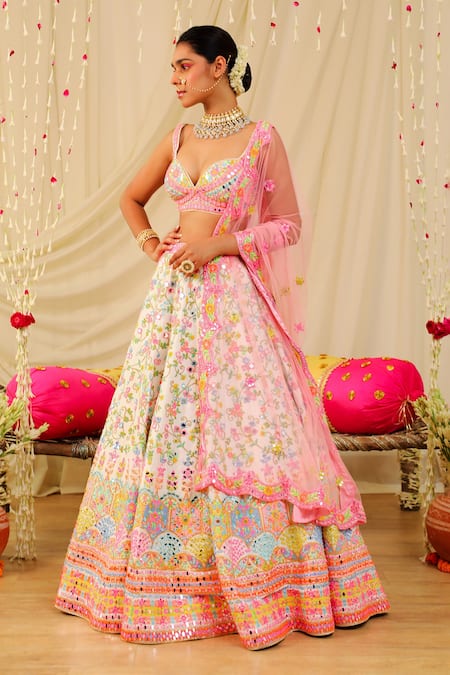 Rajbinder Chahal Mirror Embroidered Bridal Lehenga Set 