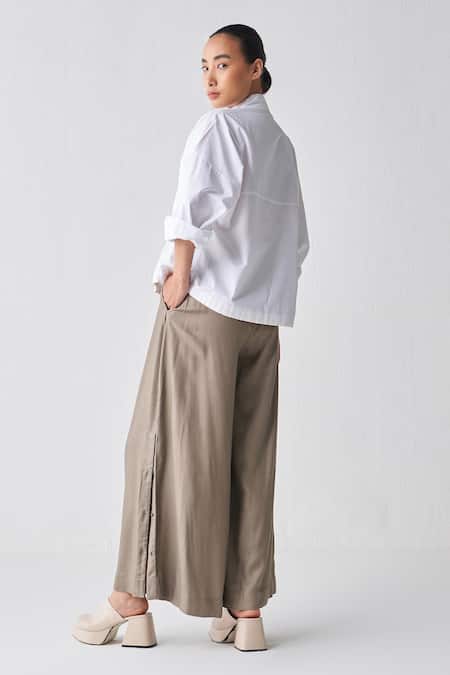 Three Drawstring Details Top & Box Pleated Pant Set 