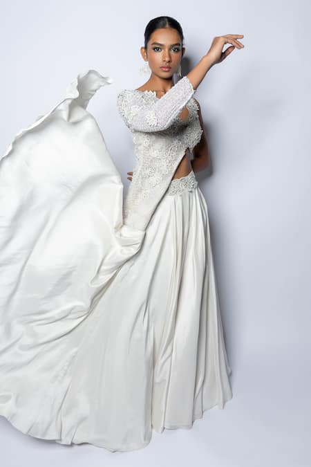 Disha Patil Hand Embroidered Jacket Blouse & Lehenga Set 