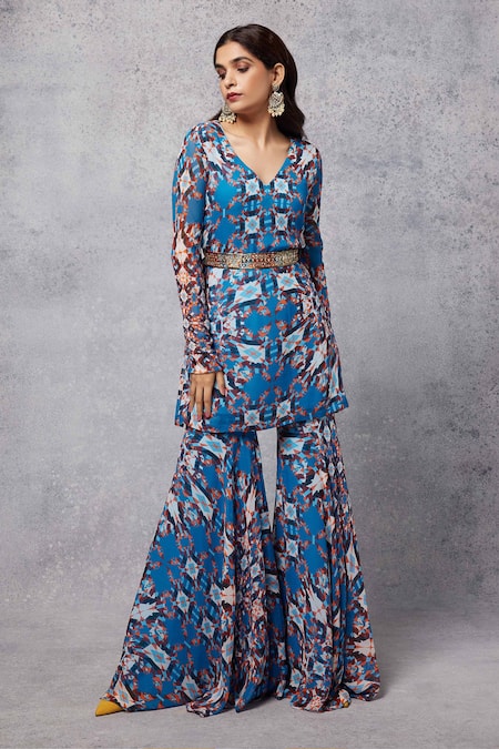 Senren By Eshana Raut Abstract Geometric Print Kurti & Gharara Set 