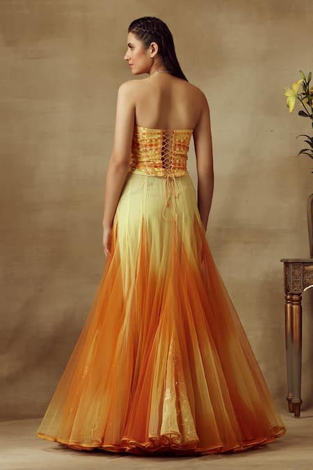 Shilpi Gupta Printed Corset & Ombre Skirt Set 