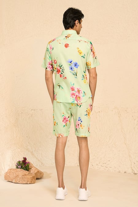 Chrkha Vintage Floral Print Shirt With Shorts 