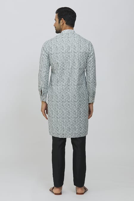 Shop Rng Safawala Grey Silk, Cotton Sequins Embroidered Kurta And Pant Set at Aza Fashions Shop_Rng Safawala_Grey Silk, Cotton Sequins Embroidered Kurta And Pant Set _at_Aza_Fashions