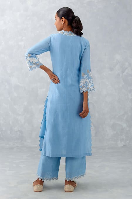 Devnaagri Embroidered Cutwork Pattern Kurta Set 