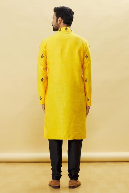 Shop Arihant Rai Sinha Yellow Silk Embroidery Kurta And Churidar Set at Aza Fashions Shop_Arihant Rai Sinha_Yellow Silk Embroidery Kurta And Churidar Set _at_Aza_Fashions