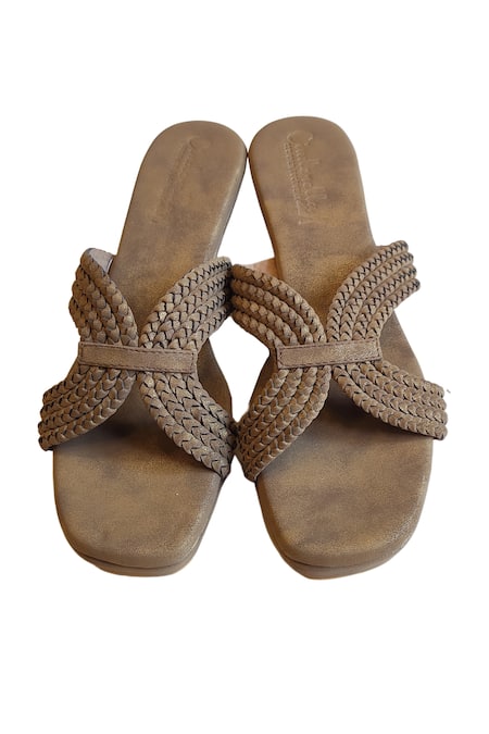 Cinderella By Heena Yusuf Braided Strap Wedges 