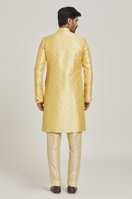 Arihant Rai Sinha Floral Pattern Sherwani & Gold Pant Set 
