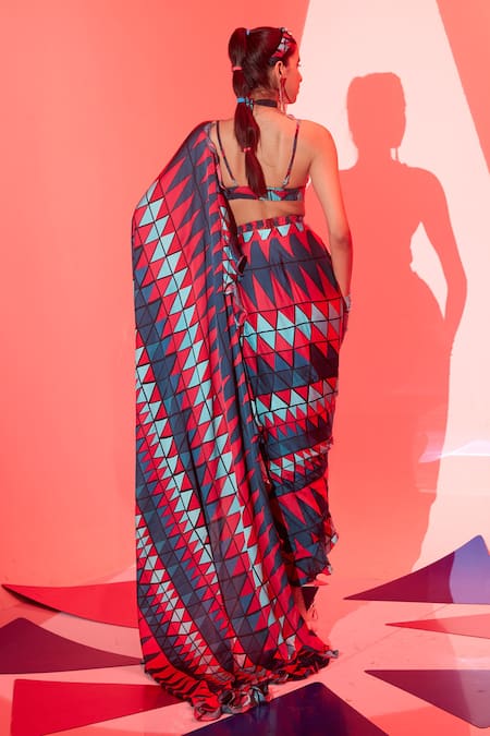 Esha L Amin Coachella Printed Pre-Draped Saree 