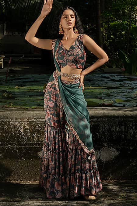 Amrin Khan Kalamkari Print Blouse And Gharara Set 