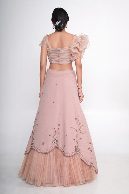 Merge Design Embroidered Overlap Lehenga Set 