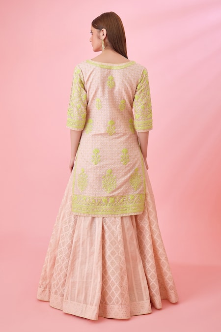 Shyam Narayan Prasad Floral Patchwork Kurta Lehenga Set 