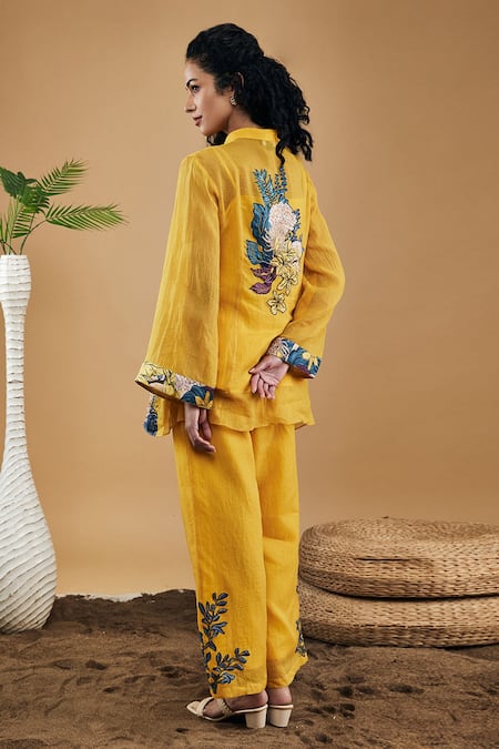 Soup By Sougat Paul Zinnia Handloom Cotton Applique Pant Co-ord Set 