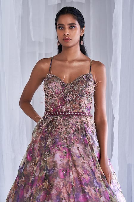 Vintage floral prom on sale dress