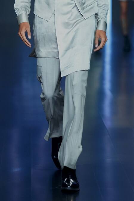 Shop Dhruv Vaish Grey Terrycloth Patch Pocket Terriwool Trouser at Aza Fashions Shop_Dhruv Vaish_Grey Terrycloth Patch Pocket Terriwool Trouser_at_Aza_Fashions