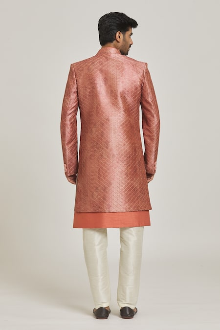 Arihant Rai Sinha Checkered & Printed Sherwani Set 