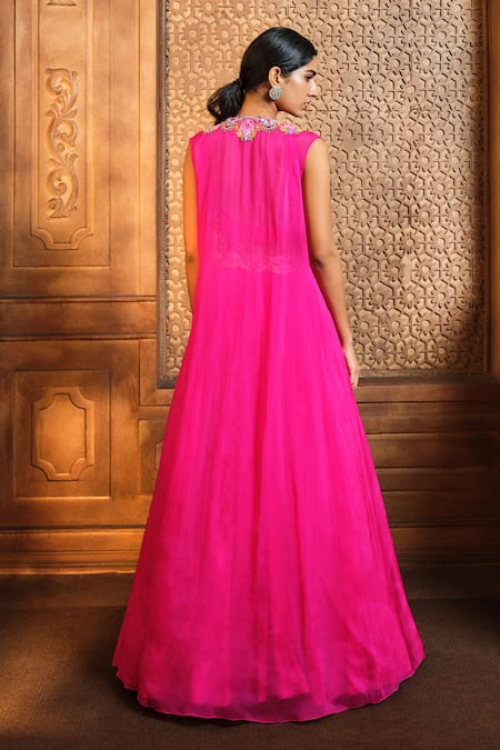 Aneesh Agarwaal Scallop Border Jacket Skirt Set 